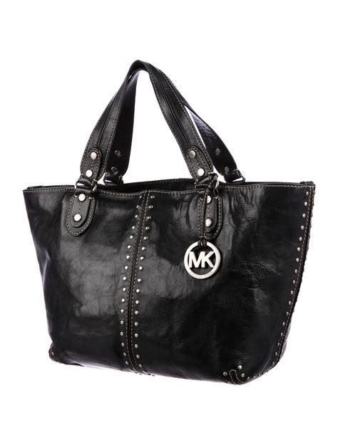 michael kors black leather studded purse|Michael Kors black shoulder purse.